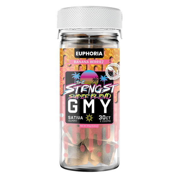 THE STRONGEST Gummy - 30CT Banana Berriez 6000mg (200mg ea.) - SATIVA 3d mock up picture