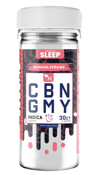 CBN GUMMIES - FOR SLEEP - 30CT Banana Straws 1500mg (50mg ea.) – INDICA 3d mockup picture of real product