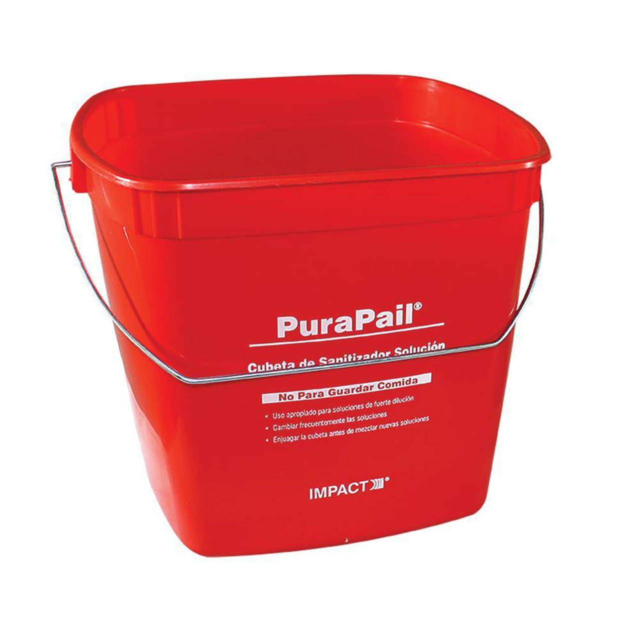 RW Clean 6 Qt Square Red Plastic Sanitizing Bucket - with Stainless Steel  Handle - 8 1/2 x 8 1/2 x 7 1/4 - 1 count box