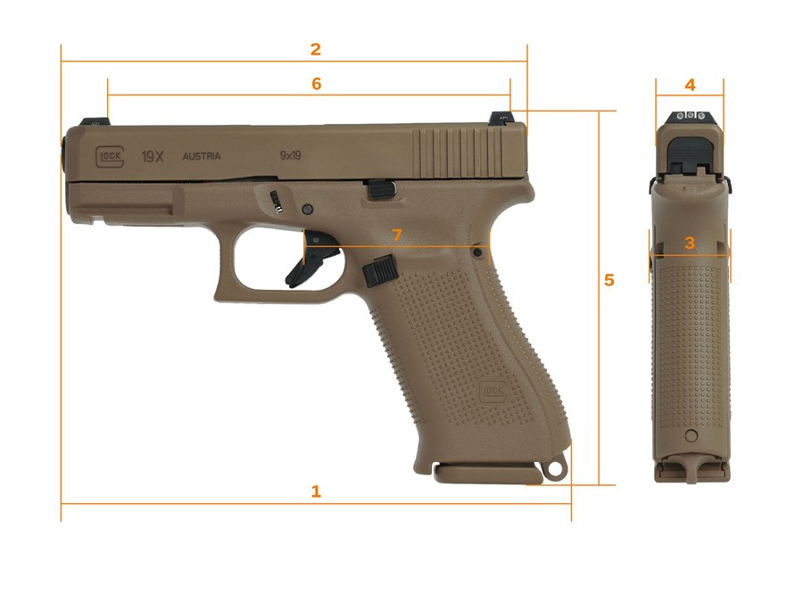 Glock 19X | 9mm | NS | Coyote | 19rd / 17rd