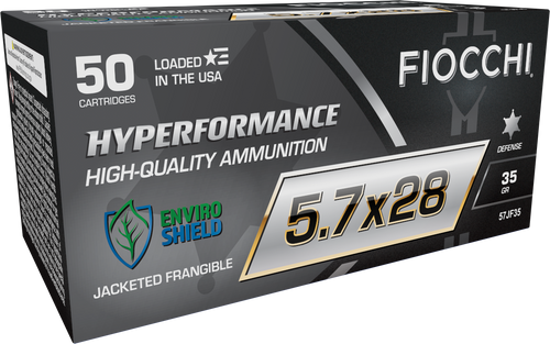 Fiocchi HyperFormance 5.7x28 35gr Jacketed Frangible Ammo.  57JF35