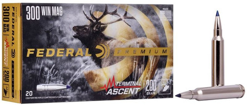 Federal Terminal Ascent 300 Win Mag 200gr bonded long range hunting ammo.  P300WTA1