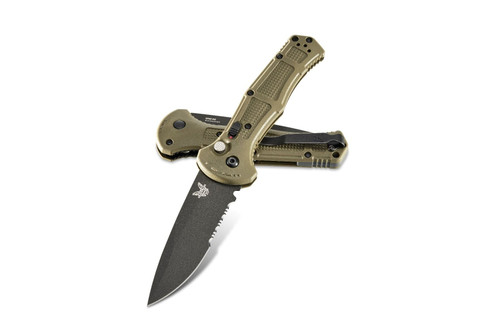 Benchmade Claymore Ranger Green 3.6" Automatic Knife with Serrated Drop-Point Blade.  9070SBK-1