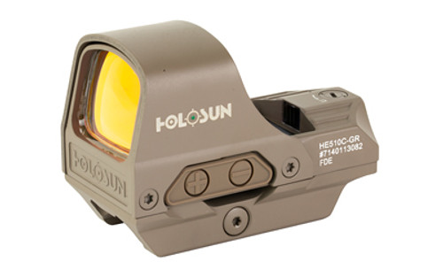Holosun HE510C-GR-FDE AR-15 Reflex sight with Green Circle Dot Reticle and QD Mount.