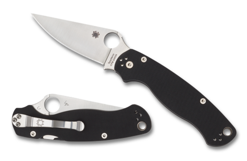 Spyderco Para Military 2 3.42" CPM S45VN Plain Edge Folder with Black G-10 handle.  C81GP2