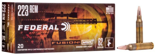 Federal Fusion MSR 223 Rem 62gr FSP AR-15 Defense Ammo.  F223MSR1