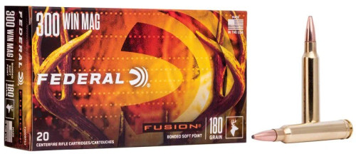 Federal Fusion 300 Win Mag 180gr Fusion Soft Point Hunting Ammo.  F300WFS3