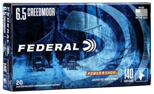 Federal Power-Shok 6.5 Creedmoor 140gr Soft Point Hunting Ammo.  65CRDB