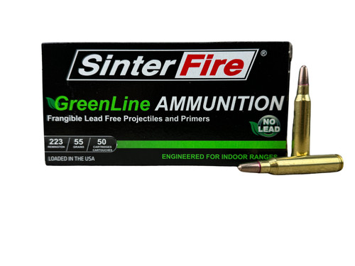 SinterFire Green Line 223 Rem 55gr Lead Free Frangible Training Ammunition.  SF223-55GL