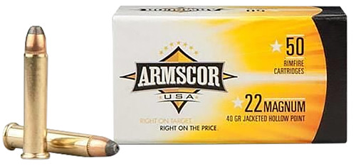 Armscor 22 WMR 40gr JHP Rimfire Hunting Ammo.  FAC22M1N