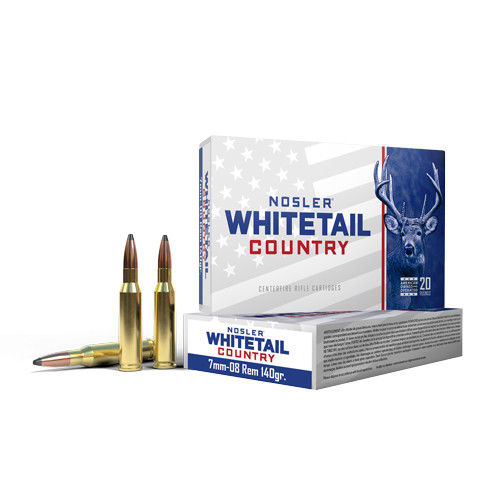 Nosler Whitetail Country 7mm-08 Rem 140gr Solid Base Hunting Ammo.