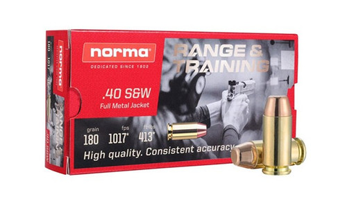 Norma range & Training 40 S&W 180gr TMJ Ammo.