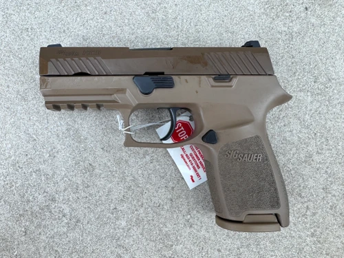 PD Trade Unissued Sig Sauer P320 Compact 9mm Coyote 15rd Pistol with Night Sights.