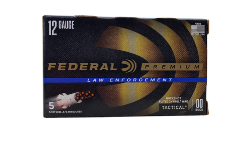 Federal LE Tactical 12 gauge 2.75" 8 Pellet 00 Buckshot with Flight Control Wad.  LE13300