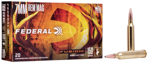 Federal Fusion 7mm Mag 150gr Fusion Soft Point Hunting Ammo.  F7RFS1