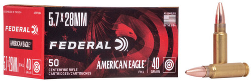 Federal American Eagle 5.7x28mm 40gr TMJ Ammo.  AE5728A