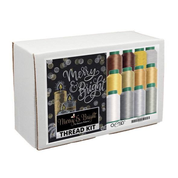 Merry & Bright Tiling Scene White & Gold Thread Kit
