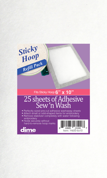 Sticky Hoop Pre-Cut Stabilizer - Adhesive Sew N Wash - 6" x 10" or 265mm x 165mm