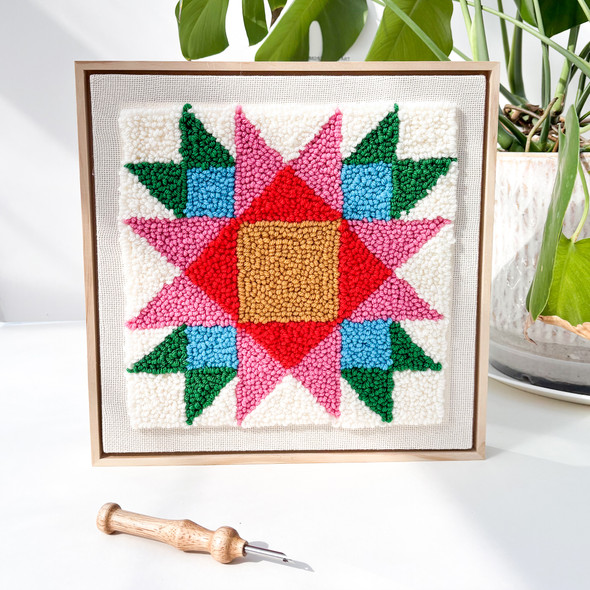 Rainbow Quilt Star Punch Needle Frame Kit