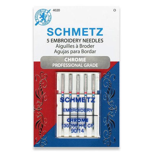 Schmetz Needles - Chrome - Embroidery 90/14