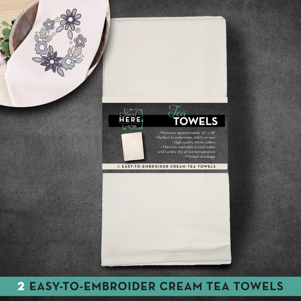 Tea Towels - Cream 2 Pack