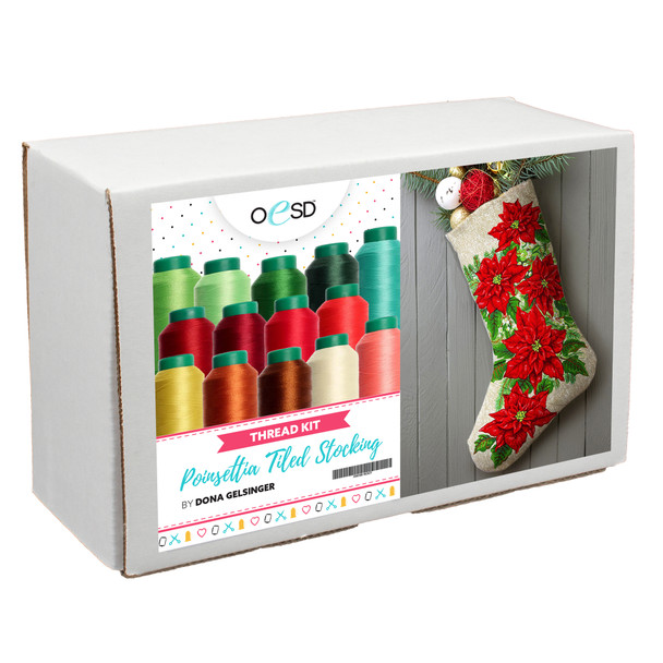 Dona Gelsinger Poinsettia Tiled Stocking Thread Kit