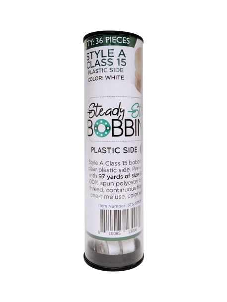 Steady Stitch Style A Class 15 Plastic Sides Spun Poly Prewound Bobbins (36/tube)