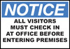 Notice Sign Visitors Must Check In