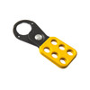 Coated Hasp, Steel,Black/Yellow, 1 in.,6-Hole, No Tabs