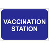 Vaccination Station Sign, Blue with White Text