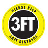 Social Distancing Floor Sign, Please Keep 3 Feet Distance, 12" x 12"