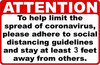 Attention Social Distancing Guidelines Sign