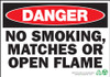 Danger Sign, No Smoking, Matches Or Open Flame, Adhesive