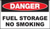 Danger Sign, Fuel Storage No Smoking, Aluminum