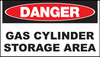 Danger Sign, Gas Cylinder Storage Area, Aluminum