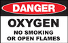 Danger Sign, Oxygen No Smoking, Adhesive