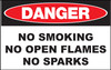 Danger Sign, No Smoking No Open Flames No Sparks, Adhesive