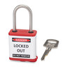 800 Series Extreme Environment Padlock, 1.5" Shackle, Keyed Different, Red - shown with key
