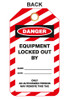Lockout Tags, Lock and Tag, Plastic w/Brass Grommet - Red-White Striped , 10/Pk - Back