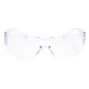 Clear frameless safety glasses with integrated nose piece, alternate front view