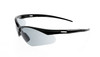 Eco-friendly frameless safety glasses with smoke lens, side view