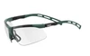 Eco-friendly safety glasses with clear anti-scratch lens and adjustable green-black frame