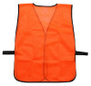Back view of orange non-ANSI mesh safety vest with black trim and elastic side strap