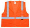 Z-Force V-210 orange high visibility mesh safety vest front view with zipper closure and chest pocket