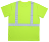 High visibility lime short sleeve safety shirt with silver reflective striping back view