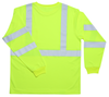 ANSI long sleeve high visibility shirt back view in lime with silver reflective striping