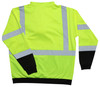 Back view of lime long sleeve high-visibility safety shirt with silver reflective striping and black sleeve cuffs
