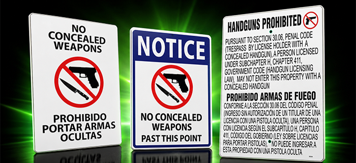 Concealed Carry & Weapons Signs, Labels, & Decals