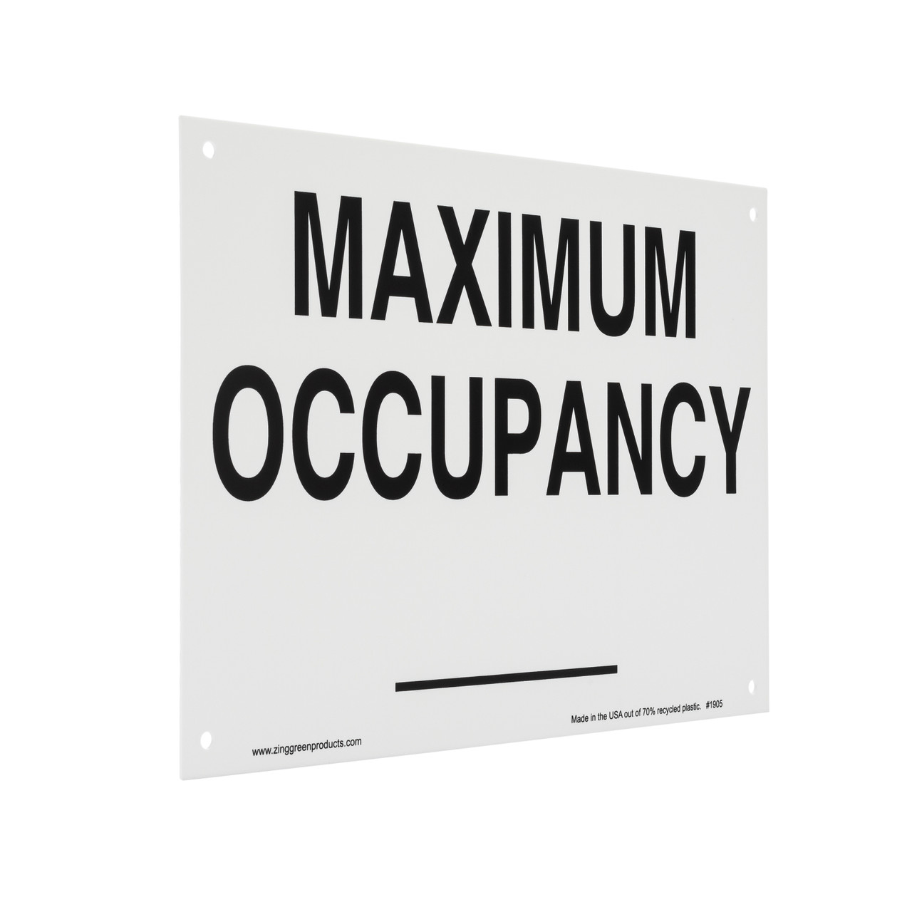 ZING Eco Safety Sign, Maximum Occupancy, Available in Different Sizes and Materials