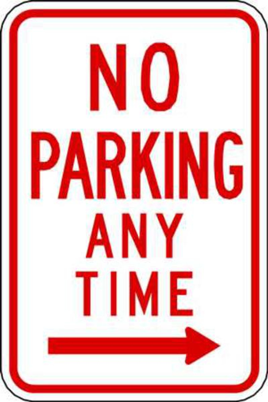 No Parking Any Time Sign Right Arrow Zing Green Products
